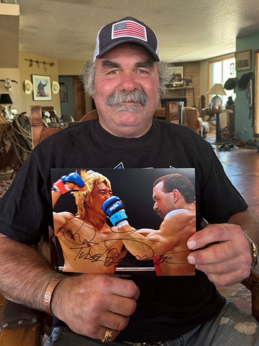 DON FRYE HOLDING HAND SIGNED FRYE VS TAKAYAMA 8X10 FOR SALE